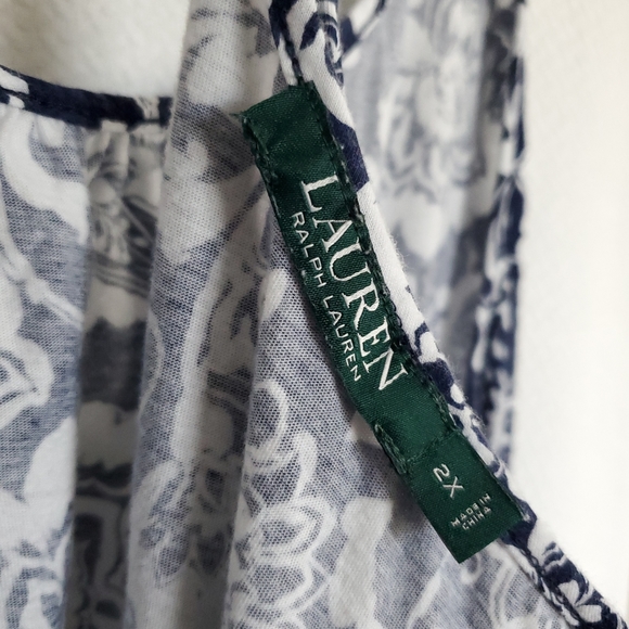 Lauren Ralph Lauren Beach Cover Up Cotton Size 2X Navy White - Picture 3 of 10